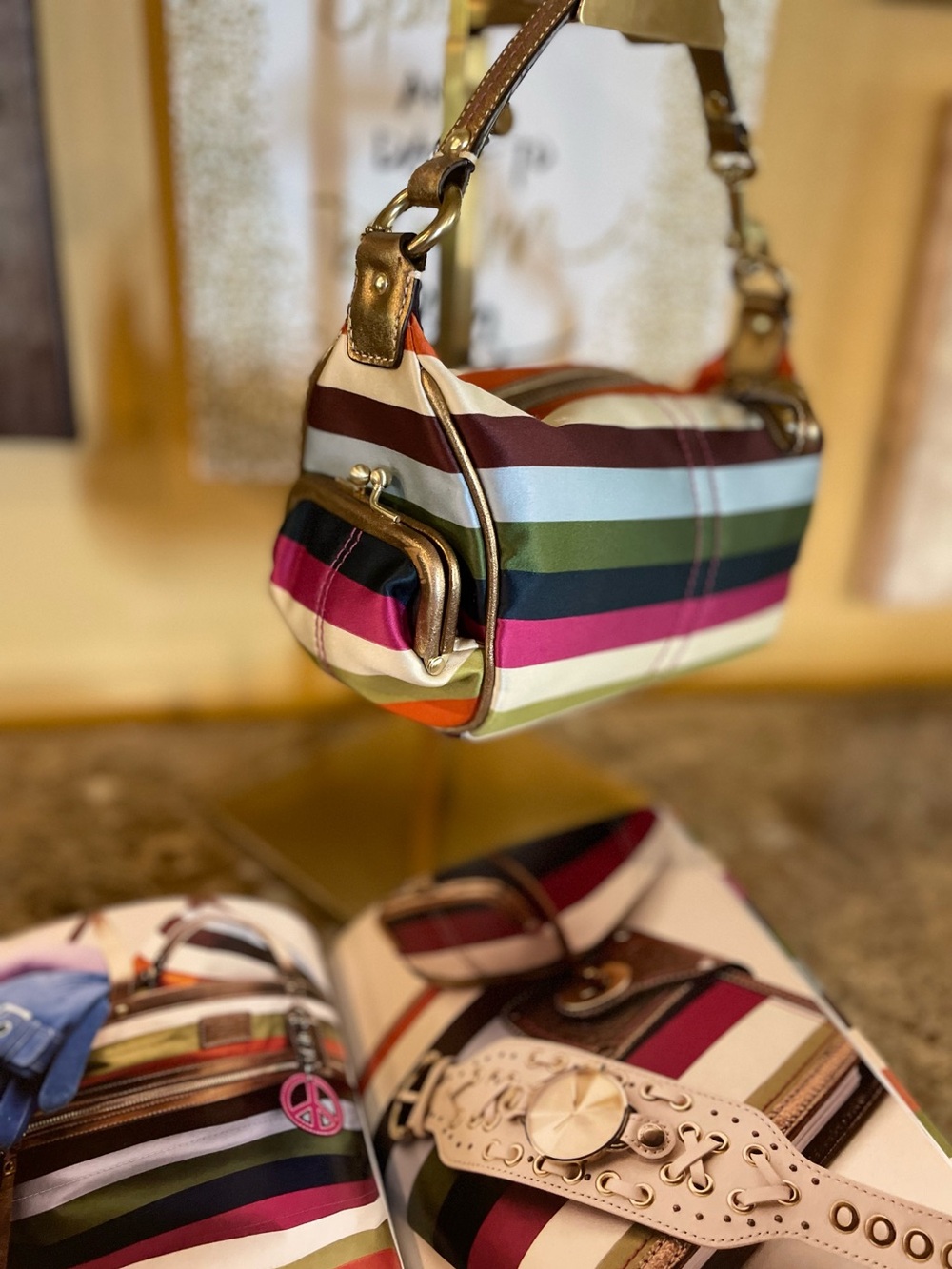 COACH Y2K Legacy Stripe Kisslock Limited Edition Mini Shoulder Bag AND Catalog - Picture 15 of 17